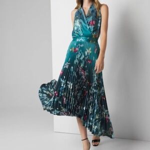 WHBM - Sleeveless Shawl Neck Pleated Midi Dress 6